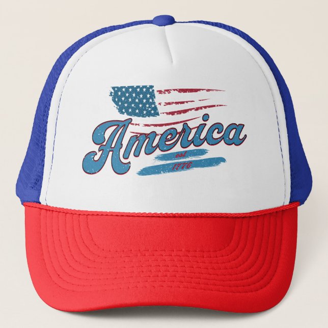 America Est. 1776 - Slitna Flagga och stjärnor Keps (Framsida)