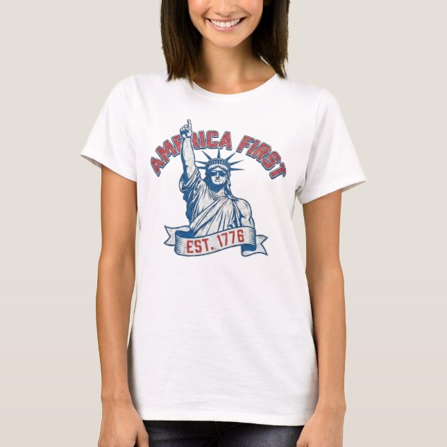 AMERICA FIRST - Est. 1776 T Shirt (Framsida)