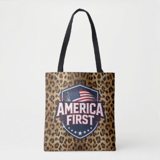 America First - Leopard Print - Tote Tygkasse