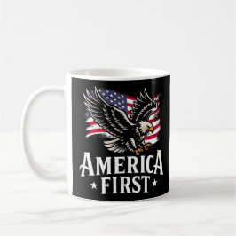 America First Patriotic Bald eagle July 4th Kaffemugg