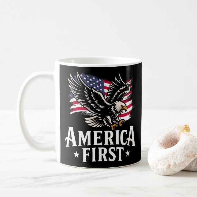 America First Patriotisk Havsörn 4 juli Kaffemugg (Med munk)