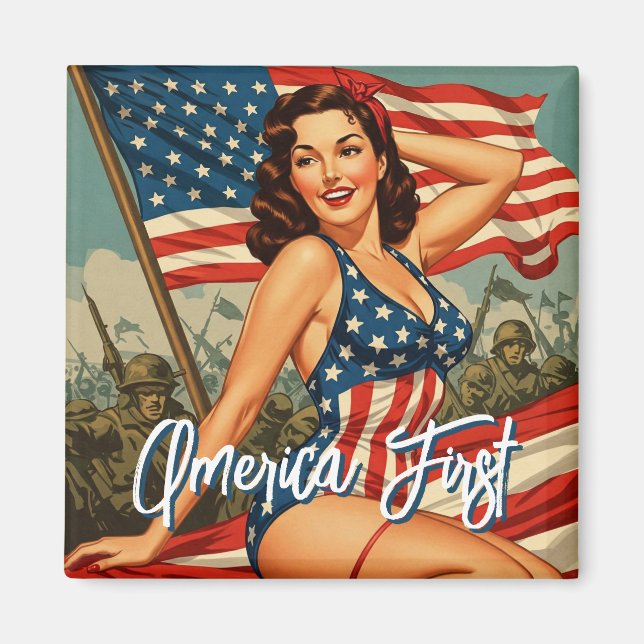 America First Pin Up Girl Magnet (Framsidan)