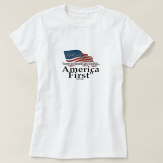 America First Trump-citat Patriotisk Flagga T Shirt