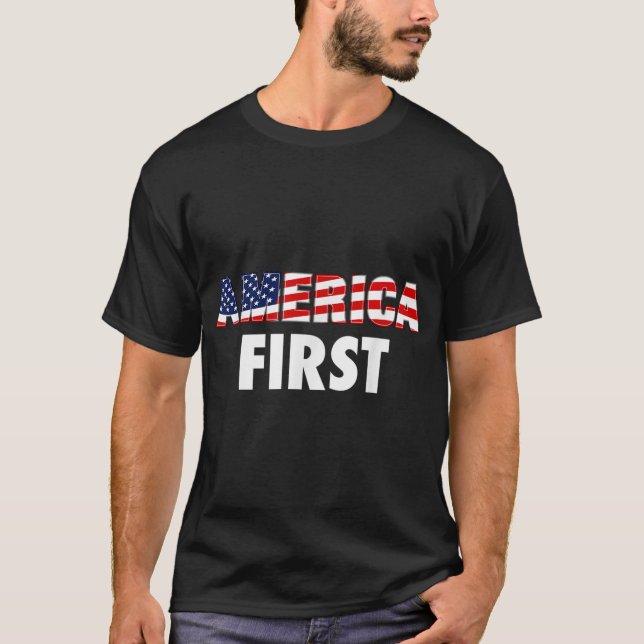 America First USA flagga Clothing Companies Busine T Shirt (Framsida)