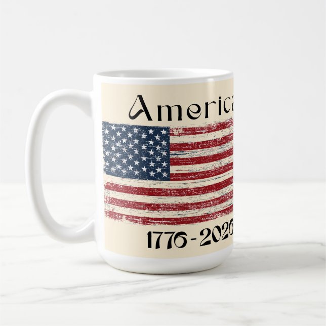 America Flag 1776 to 2026 USA 250th Anniversary  Kaffemugg (Vänster)