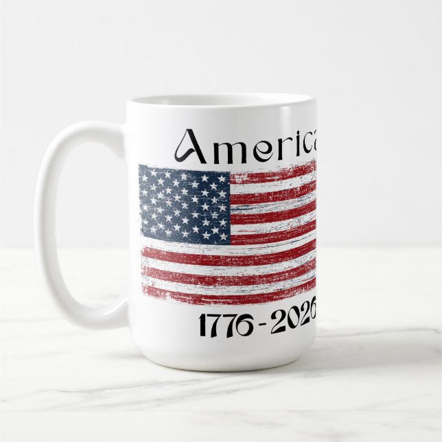 America Flag 1776 to 2026 USA 250th Anniversary  Kaffemugg (Vänster)