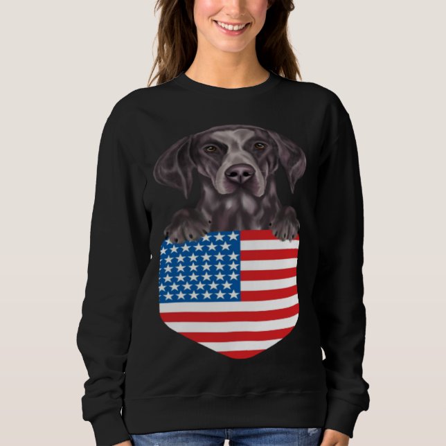 America Flag German Shorthaired Pointer Dog In Poc T Shirt (Framsida)
