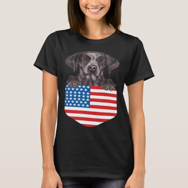 America Flag German Shorthaired Pointer Dog In Poc T Shirt (Framsida)