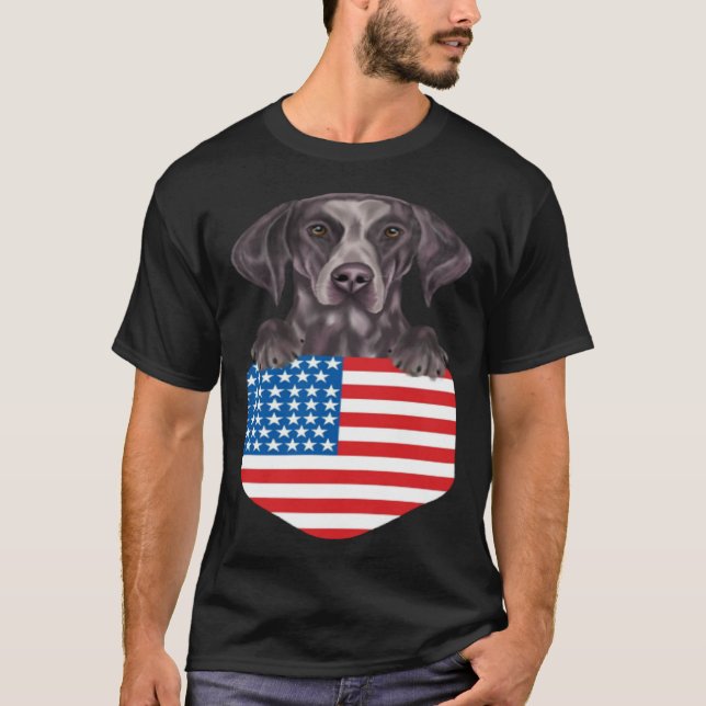 America Flag German Shorthaired Pointer Dog In Poc T Shirt (Framsida)