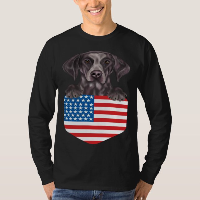 America Flag German Shorthaired Pointer Dog In Poc T Shirt (Framsida)