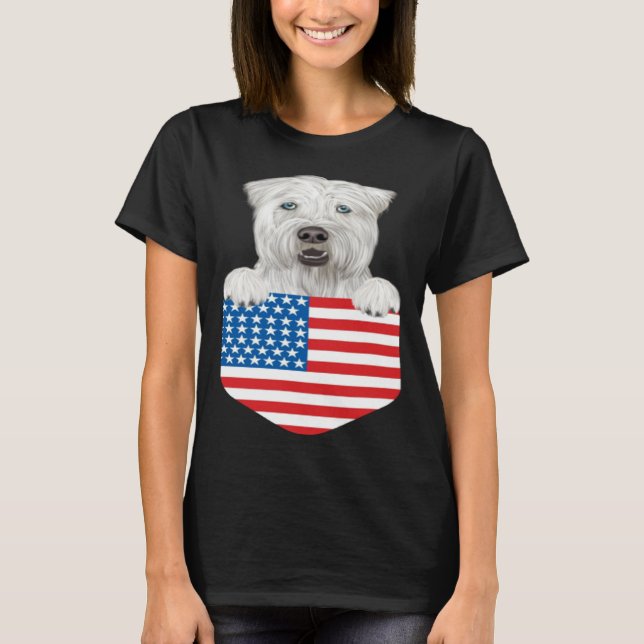America Flag Soft Coated Wheaten Terrier Dog In Po T Shirt (Framsida)
