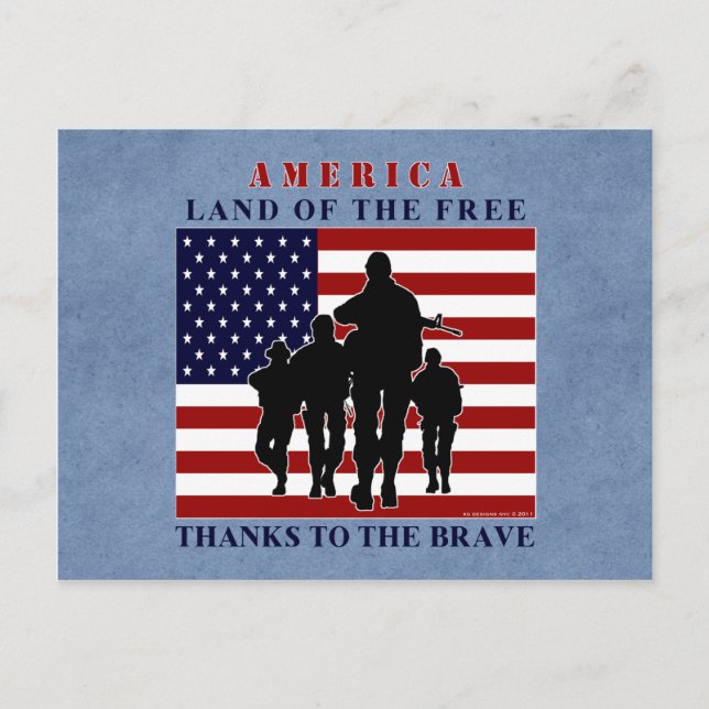 America Flagga and Soldiers Silhouette Postcard Vykort (Framsida)