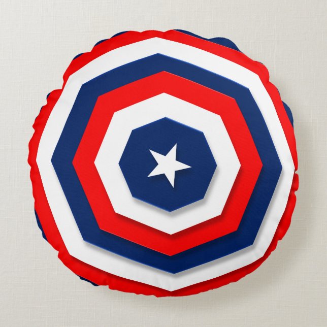 America Flagga Design Rund Kudde (Framsidan)