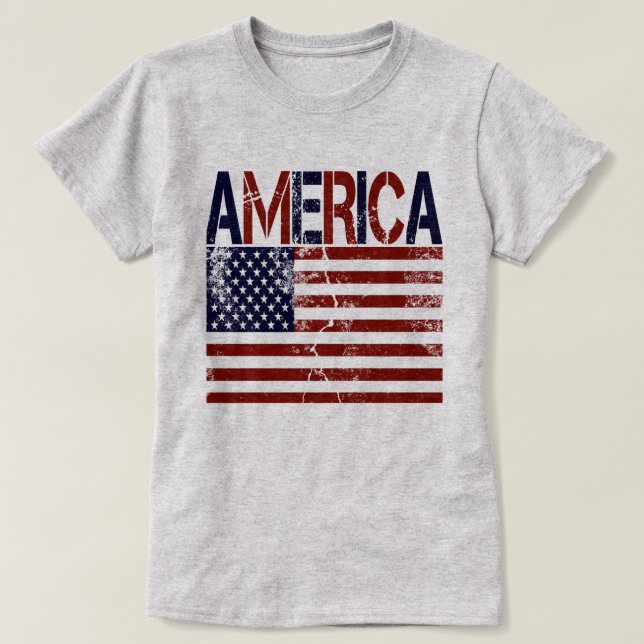 America Flagga Grungy T Shirt (Design framsida)