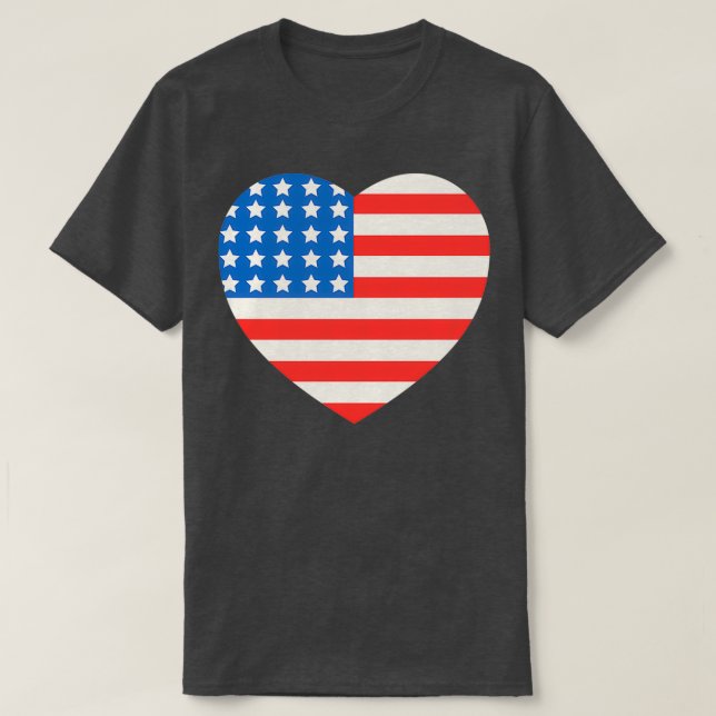 America Flagga Heart 4:e juli T Shirt (Design framsida)