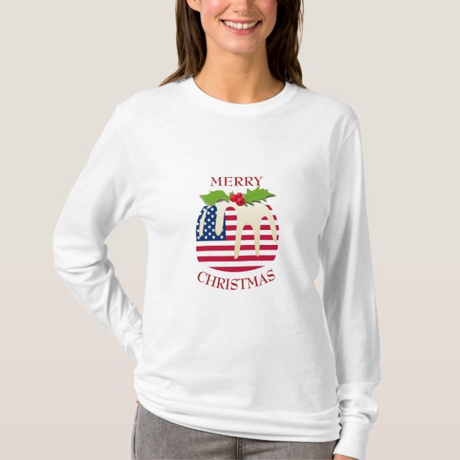 AMERICA FLAGGA Julpudding T Shirt (Framsida)