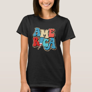 America Flash Leopard 4:e juli Patriotic Americ T Shirt
