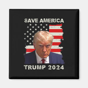 America Free Trump Mugg Shot 2024 American Flagga Magnet