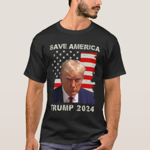 America Free Trump Mugg Shot 2024 American Flagga T Shirt