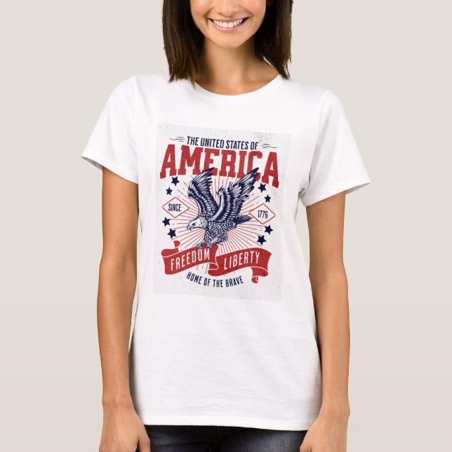 "America Freedom Liberty T-Shirt - Patriotic Pride (Framsida)