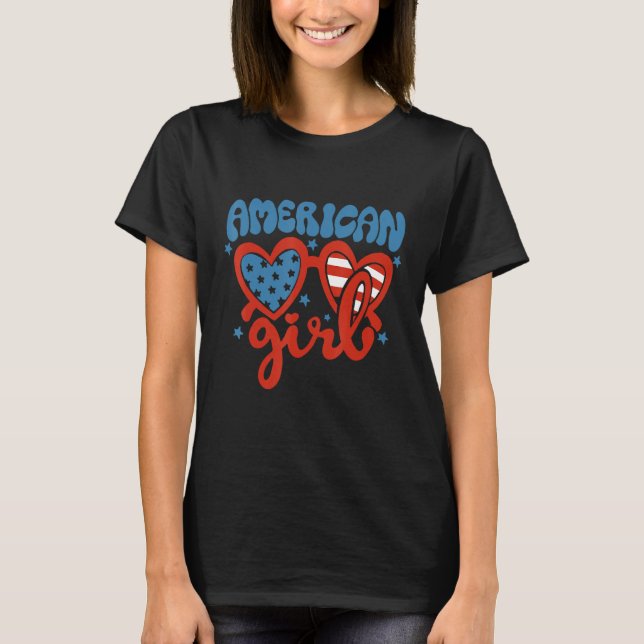 America Girl 4th Of July T Shirt (Framsida)