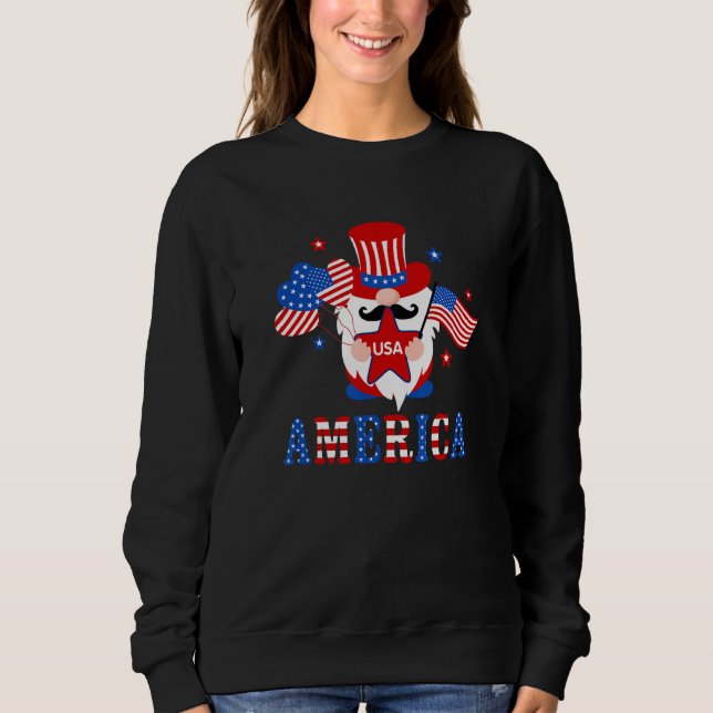 America Gnome American Flag 4th Of July Family Mat T Shirt (Framsida)