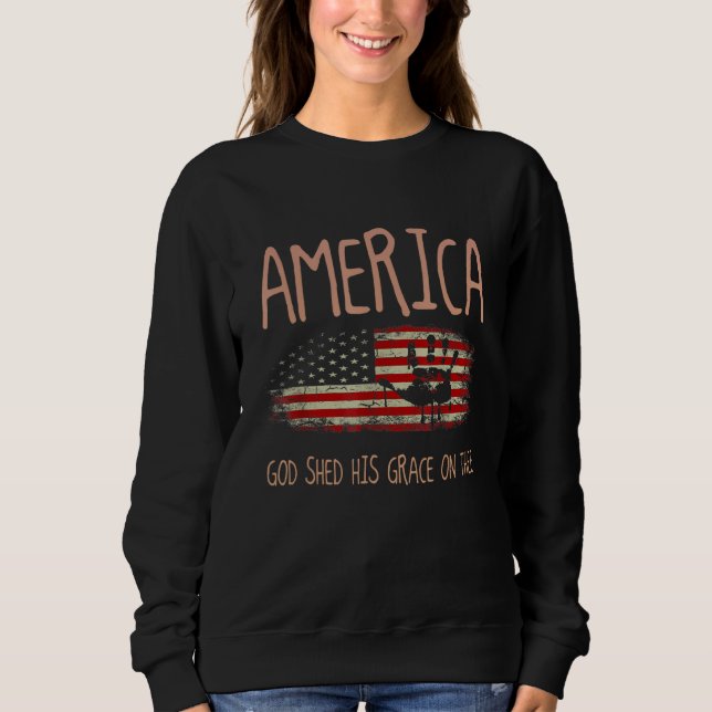 America God Shed His Grace on Thee 4th of July Men T Shirt (Framsida)