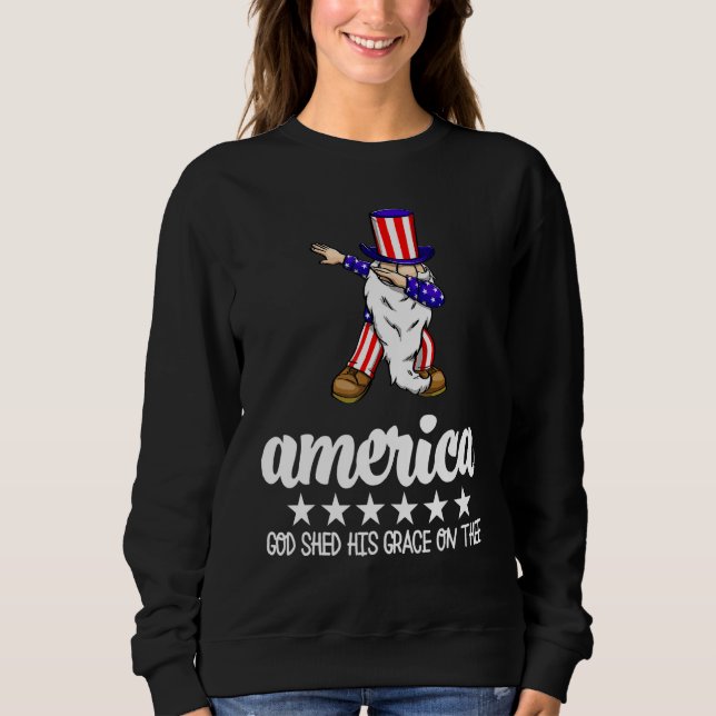 America God Shed His Grace On Thee  America Flag L T Shirt (Framsida)