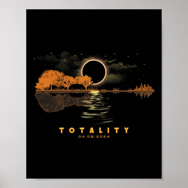 America Guitar Totality 04 08 24 Total Solar Eclip Poster (Framsidan)