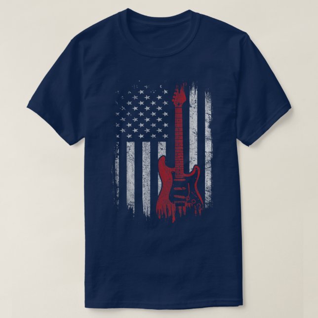 America Guitarist Music Patriotic American USA Fla T Shirt (Design framsida)