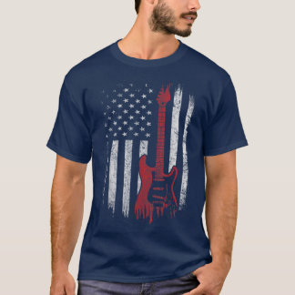 America Guitarist Music Patriotic American USA Fla T Shirt