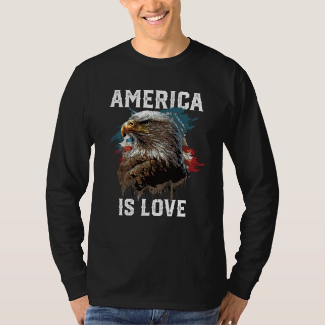 America Is Love American Bald Eagle 4th Of July Pa T Shirt (Framsida)