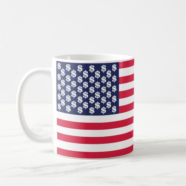 America land dollarsymbol flagga förenade stater u kaffemugg (Vänster)