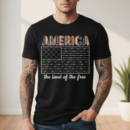 America Land of the Free Barbed Wire Flag T Shirt