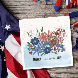 "America Land the Free" 4:e juli-Blommigten Pappersservett