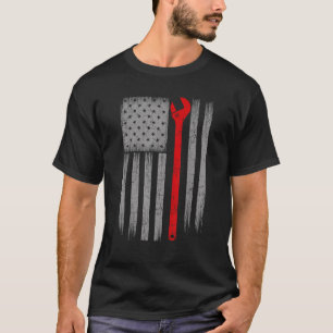 America Mechanic USA flagga Patriotic 4:e juli I T Shirt