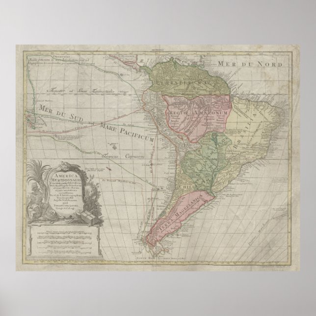 America Meridionalis, Sydamerika Tryck, 1772 Poster (Framsidan)