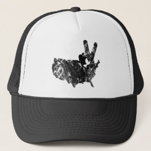 America Peace V Sign Dove, Grunge Truckerkeps
