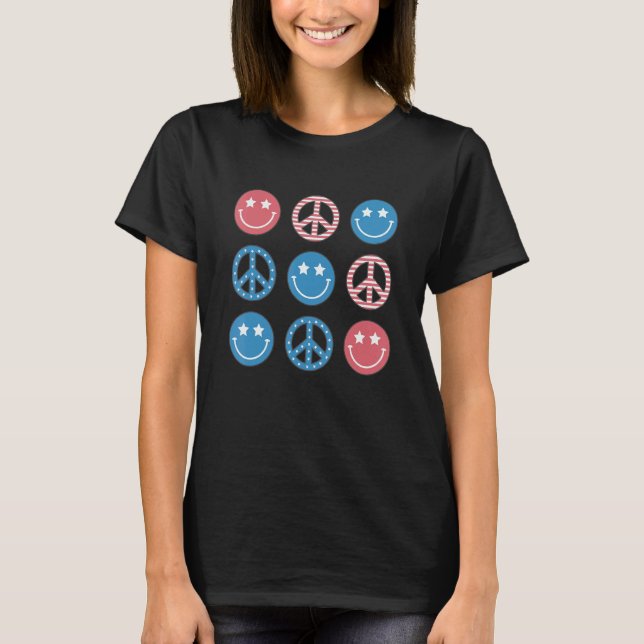 America Peace Vibes Hippie Tee 4th Of July Indepen (Framsida)