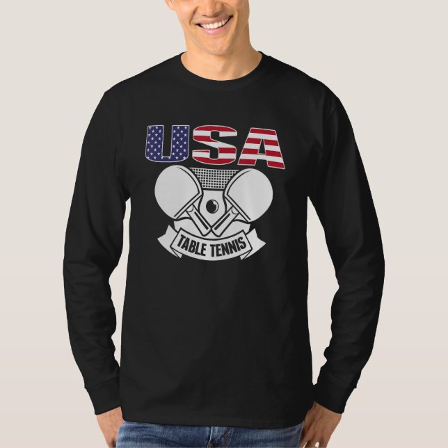 America Ping Pong US Flagga Bord Tennis Team Supp T Shirt (Framsida)