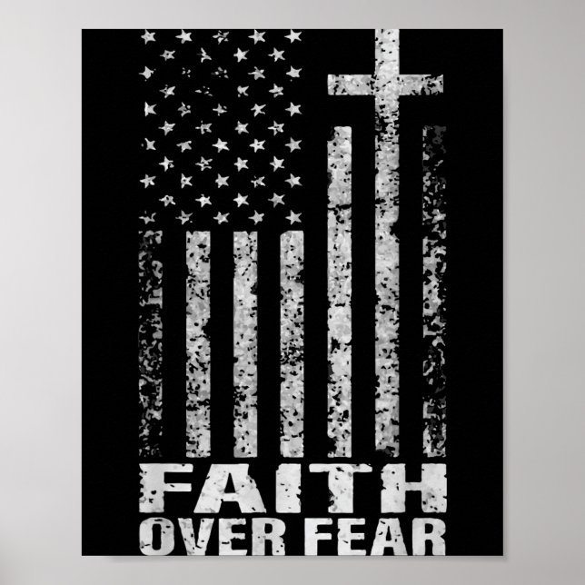 America Pride Us Flag Faith Over Fear Christian Bi Poster (Framsidan)