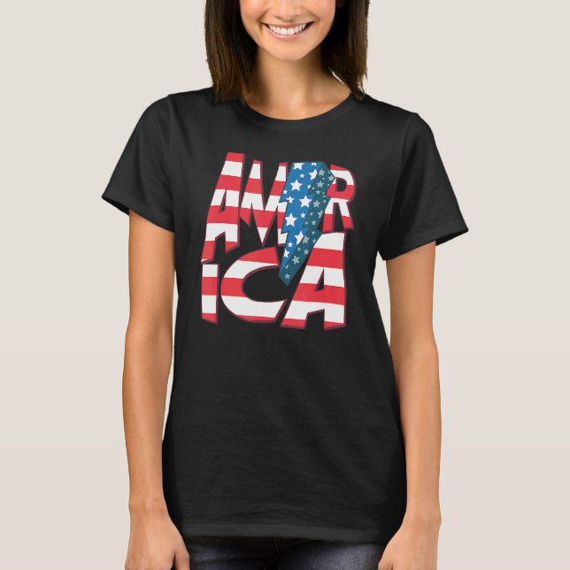 America Red Blue White USA flagga Power Patriotic  T Shirt (Framsida)
