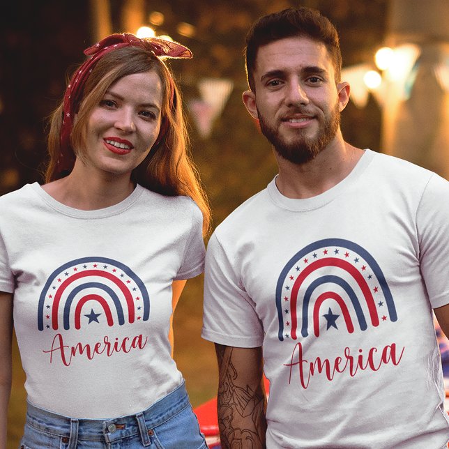 America Red White och Blue Rainbow Unisex T Shirt (Skapare uppladdad)