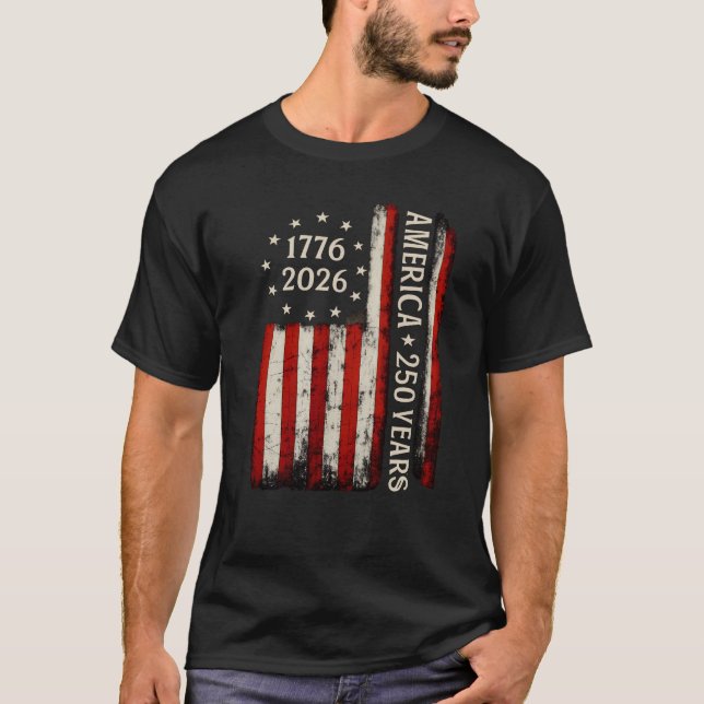 America’s 250th Anniversary USA Flag T-Shirt (Framsida)