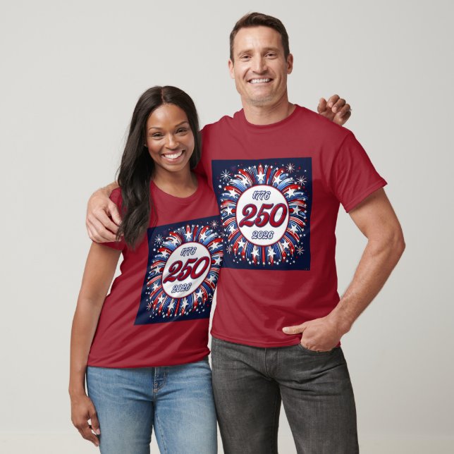 America’s 250th Birthday Graphic Fireworks Pop Wh T Shirt (Unisex)