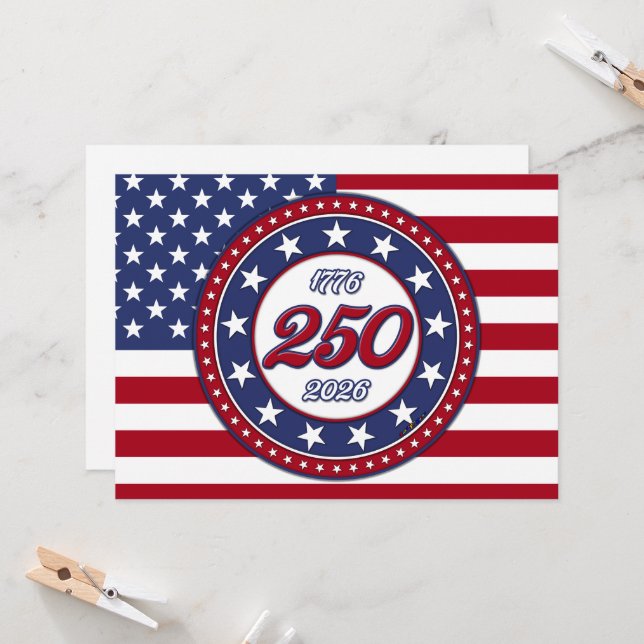 America’s 250th Birthday With USA Flag Inbjudningar (Fram/Back In Situ)