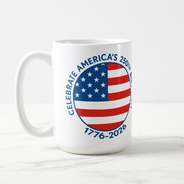 America Semiquincentennial 1776-2026 USA 250 Flag Kaffemugg (Vänster)