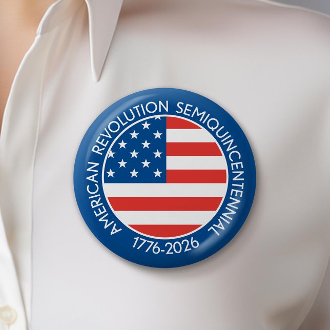 America Semiquincentennial 1776-2026 USA 250 Flag Knapp (Celebrate America's 250th Birthday with a Collectible Button for the 2026 Festivities)