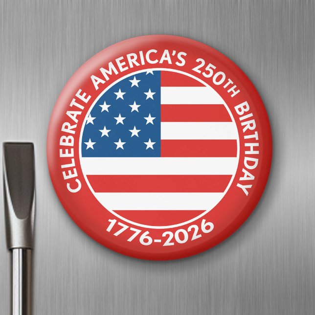 America Semiquincentennial 1776-2026 USA 250 Flagg Magnet (USA 250 - Celebrate America - American Revolution 250 Magnet)