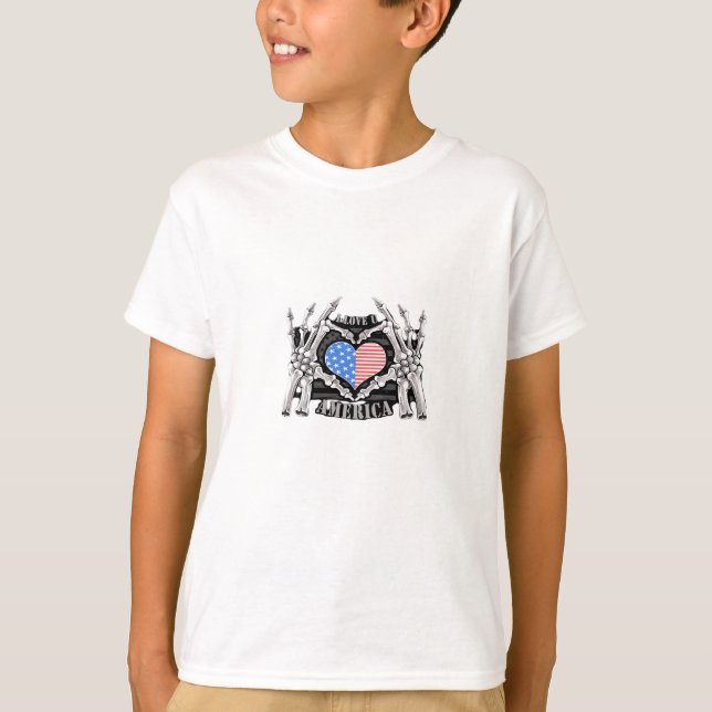 America Skeleton Händer T Shirt (Framsida)